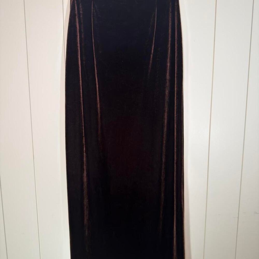 Willi Smith Stretch Brown Velvet Maxi Skirt, Size M
